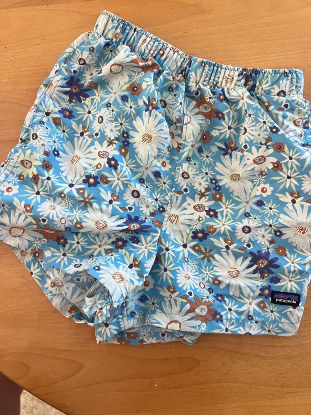 Patagonia Blue Floral Elastic-Waist Swim Shorts